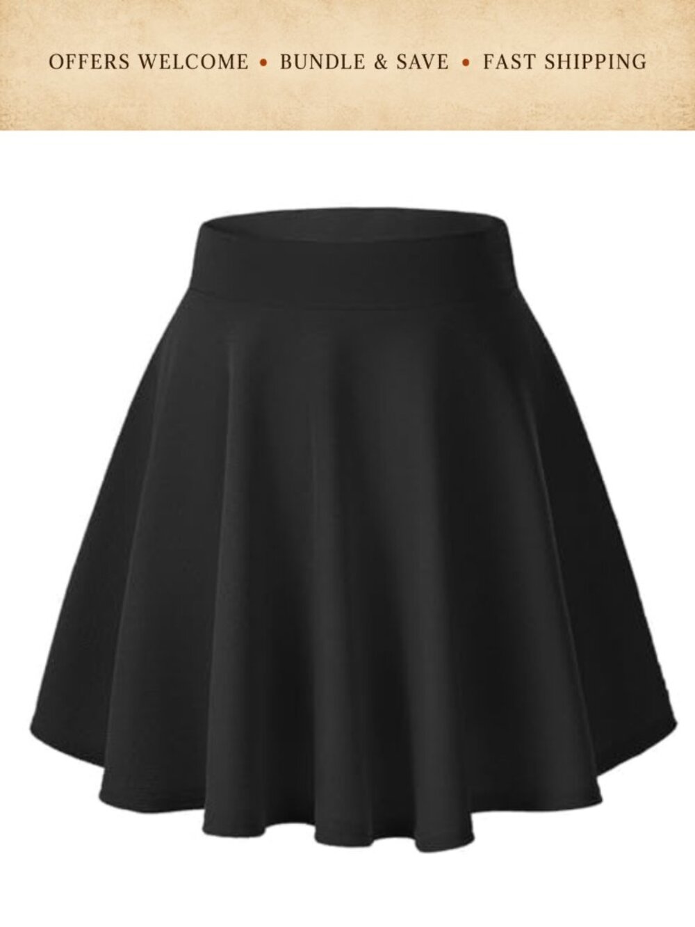 Stretchy Flared A-Line Mini Skater Skirt Casual Versatile